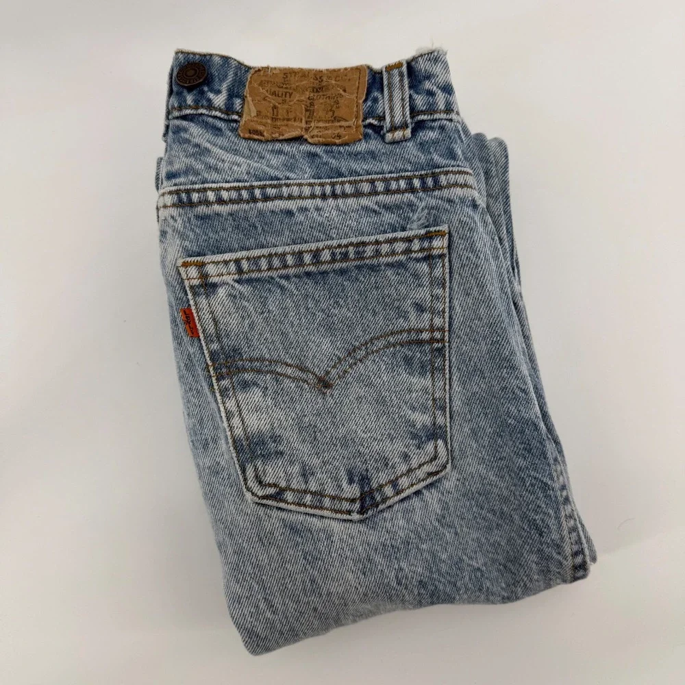 Vintage Levis 552 Orange Tab‎ Acid Wash Jeans USA Made 26x32 80's suspender tabs